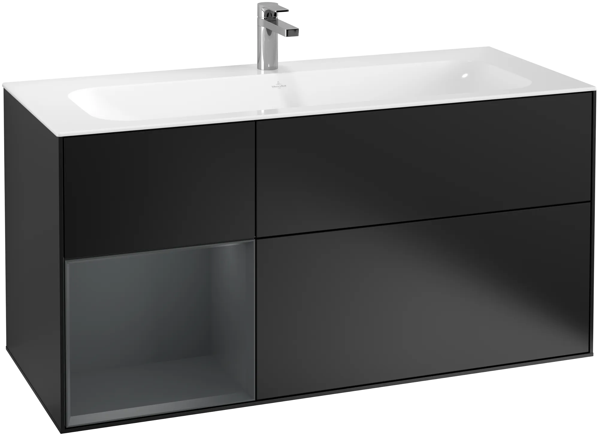 Bild von VILLEROY BOCH Finion Waschbeckenunterschrank, mit Beleuchtung, 3 Auszüge, 1196 x 591 x 498 mm, Black Matt Lacquer / Midnight Blue Matt Lacquer #G060HGPD