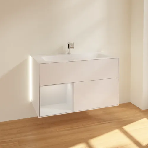 Bild von VILLEROY BOCH Finion Waschbeckenunterschrank, mit Beleuchtung, 2 Auszüge, 996 x 591 x 498 mm, Glossy White Lacquer / Glossy White Lacquer #G030GFGF