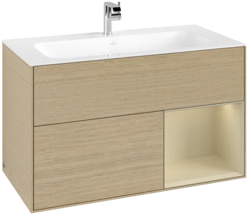 Bild von VILLEROY BOCH Finion Waschbeckenunterschrank, mit Beleuchtung, 2 Auszüge, 996 x 591 x 498 mm, Oak Veneer / Silk Grey Matt Lacquer #G040HJPC