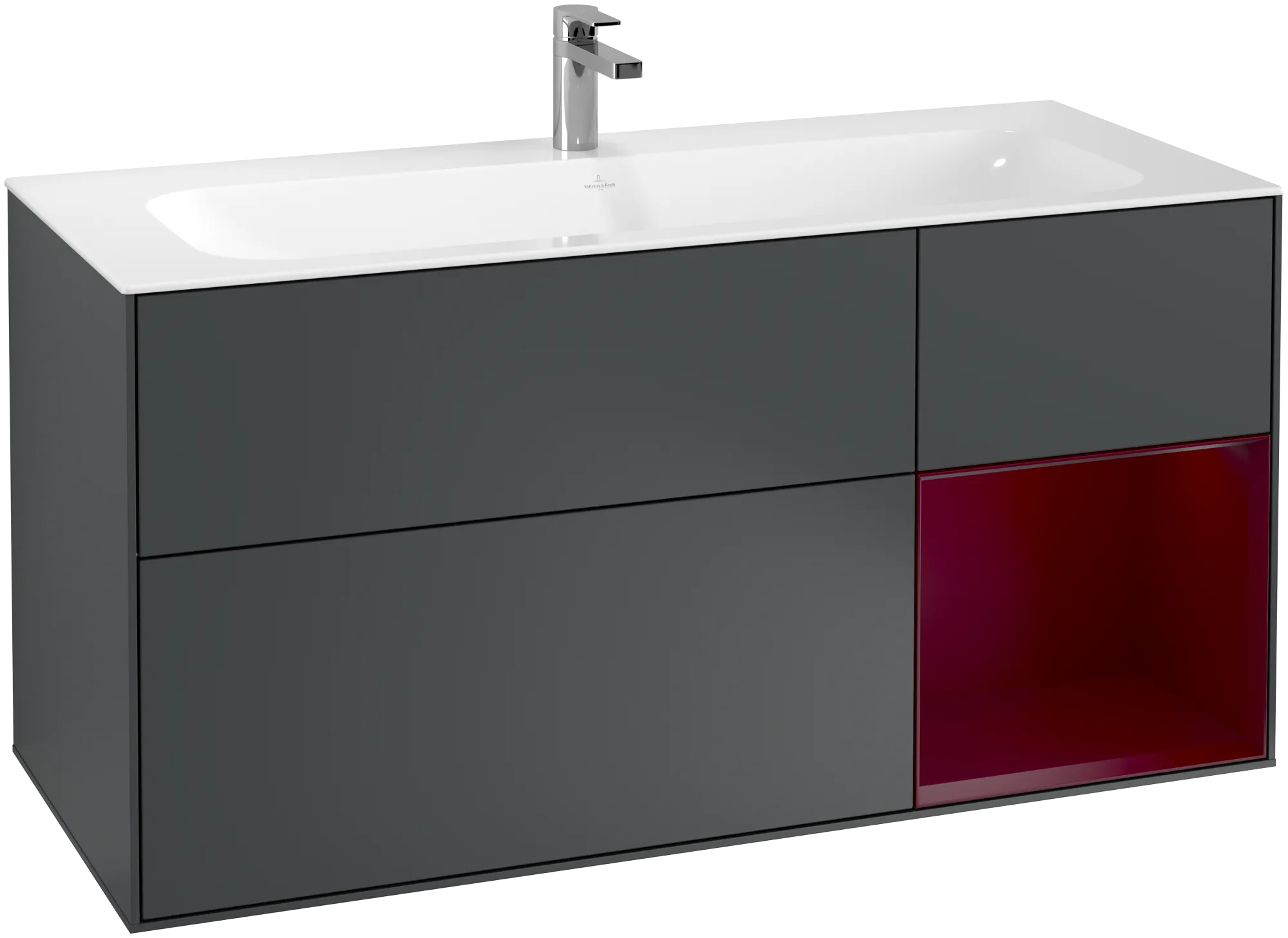 Bild von VILLEROY BOCH Finion Waschbeckenunterschrank, mit Beleuchtung, 3 Auszüge, 1196 x 591 x 498 mm, Midnight Blue Matt Lacquer / Peony Matt Lacquer #G070HBHG