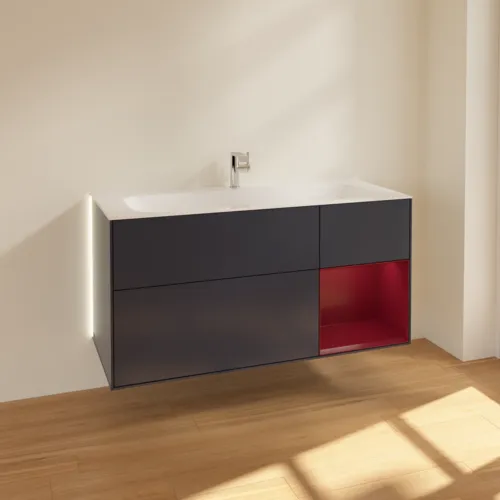 Bild von VILLEROY BOCH Finion Waschbeckenunterschrank, mit Beleuchtung, 3 Auszüge, 1196 x 591 x 498 mm, Midnight Blue Matt Lacquer / Peony Matt Lacquer #G070HBHG