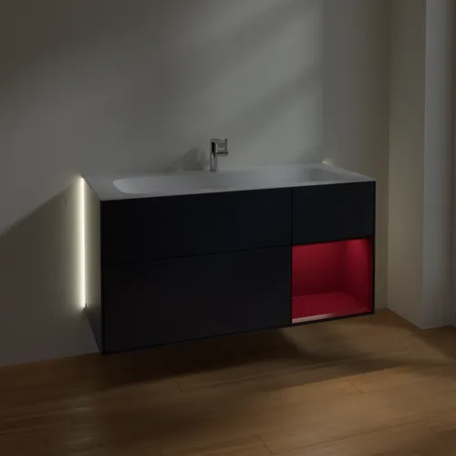 Bild von VILLEROY BOCH Finion Waschbeckenunterschrank, mit Beleuchtung, 3 Auszüge, 1196 x 591 x 498 mm, Midnight Blue Matt Lacquer / Peony Matt Lacquer #G070HBHG