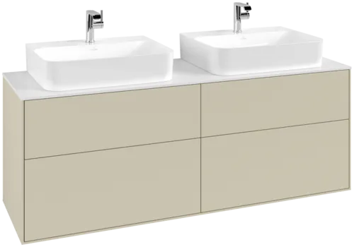 Bild von VILLEROY BOCH Finion Waschbeckenunterschrank, mit Beleuchtung, 4 Auszüge, 1600 x 603 x 501 mm, Silk Grey Matt Lacquer / Glass White Matt #G18100HJ