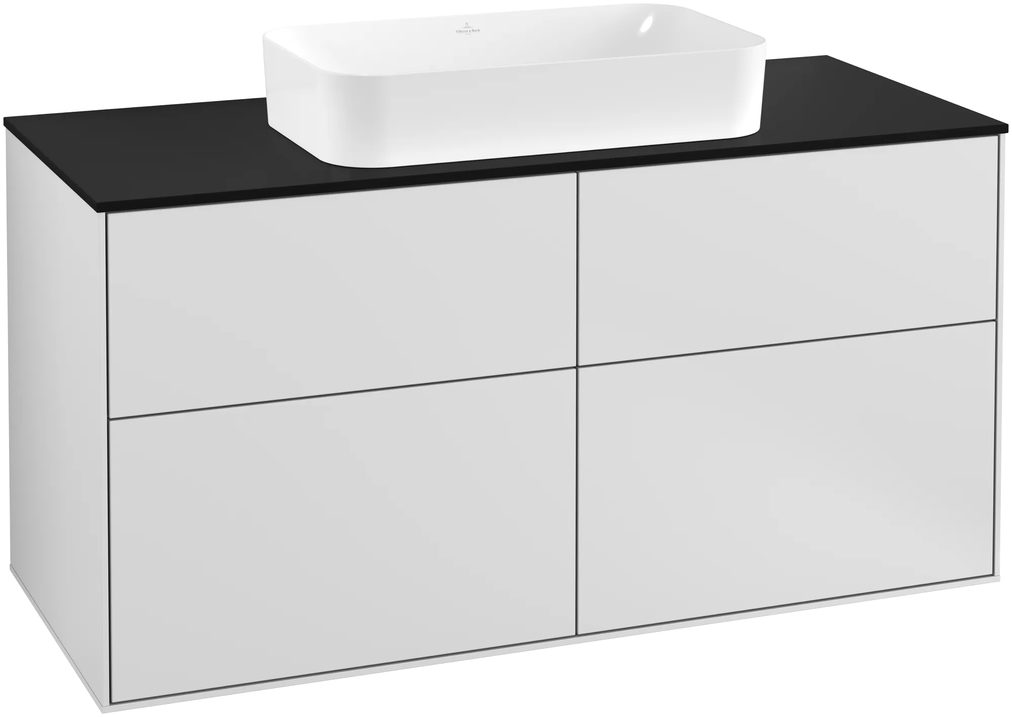 Bild von VILLEROY BOCH Finion Waschbeckenunterschrank, mit Beleuchtung, 4 Auszüge, 1200 x 603 x 501 mm, White Matt Lacquer / Glass Black Matt #G26200MT