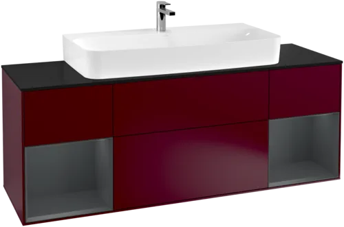 Bild von VILLEROY BOCH Finion Waschbeckenunterschrank, mit Beleuchtung, 4 Auszüge, 1600 x 603 x 501 mm, Peony Matt Lacquer / Midnight Blue Matt Lacquer / Glass Black Matt #G212HGHB