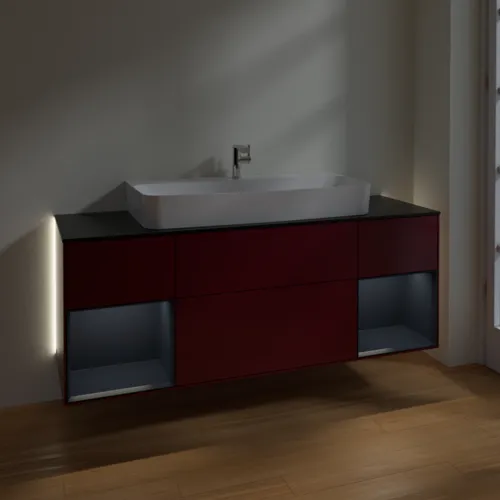 Bild von VILLEROY BOCH Finion Waschbeckenunterschrank, mit Beleuchtung, 4 Auszüge, 1600 x 603 x 501 mm, Peony Matt Lacquer / Midnight Blue Matt Lacquer / Glass Black Matt #G212HGHB