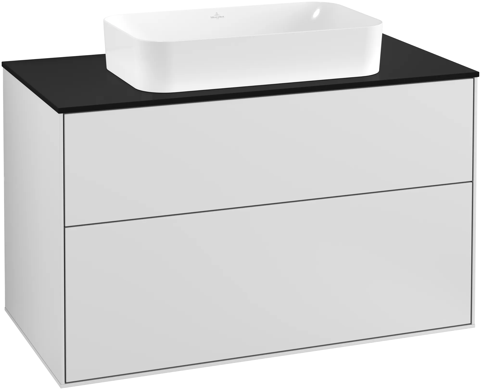 Bild von VILLEROY BOCH Finion Waschbeckenunterschrank, mit Beleuchtung, 2 Auszüge, 1000 x 603 x 501 mm, White Matt Lacquer / Glass Black Matt #G23200MT