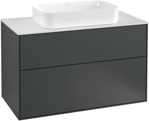 Bild von VILLEROY BOCH Finion Waschbeckenunterschrank, mit Beleuchtung, 2 Auszüge, 1000 x 603 x 501 mm, Midnight Blue Matt Lacquer / Glass White Matt #G23100HG