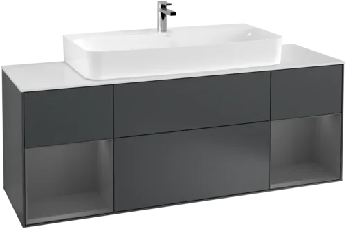 Bild von VILLEROY BOCH Finion Waschbeckenunterschrank, mit Beleuchtung, 4 Auszüge, 1600 x 603 x 501 mm, Midnight Blue Matt Lacquer / Anthracite Matt Lacquer / Glass White Matt #G211GKHG