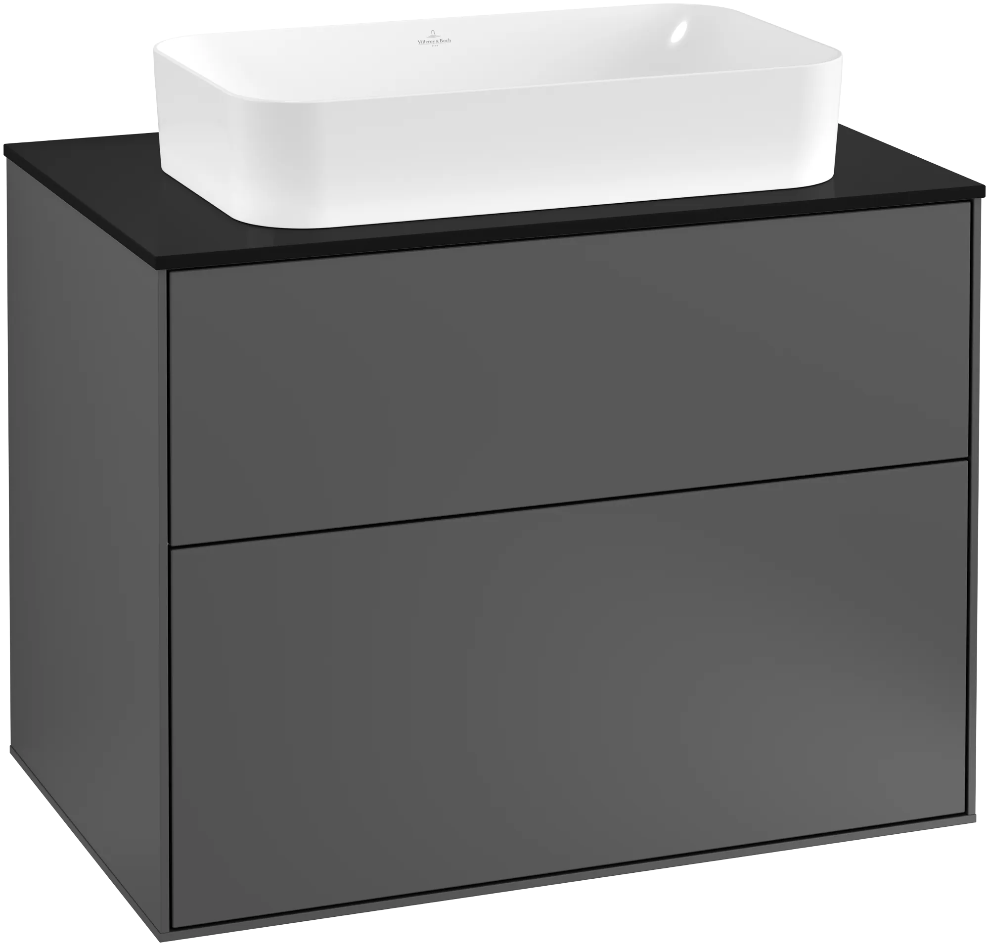 Bild von VILLEROY BOCH Finion Waschbeckenunterschrank, mit Beleuchtung, 2 Auszüge, 800 x 603 x 501 mm, Anthracite Matt Lacquer / Glass Black Matt #G22200GK