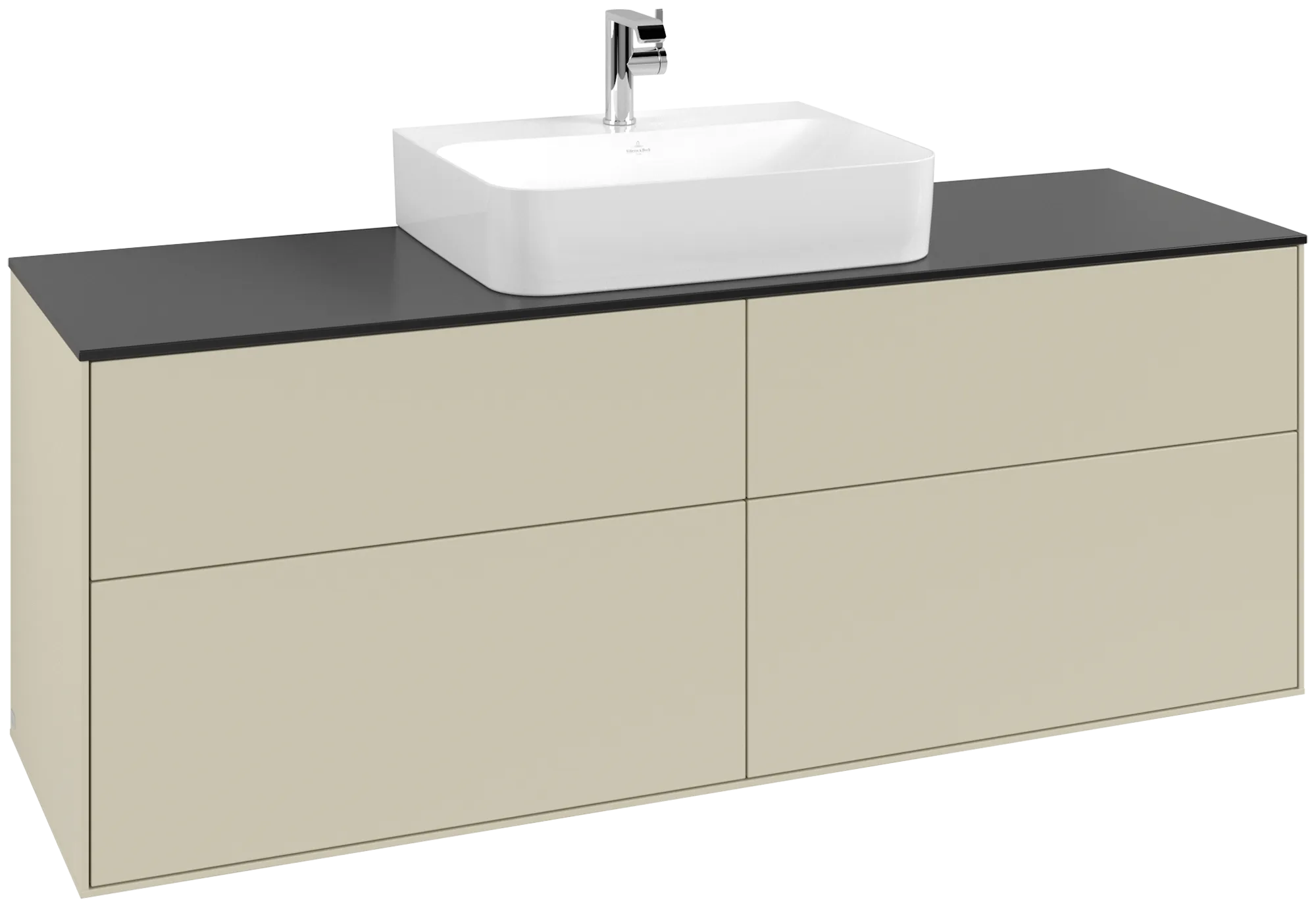 Bild von VILLEROY BOCH Finion Waschbeckenunterschrank, mit Beleuchtung, 4 Auszüge, 1600 x 603 x 501 mm, Silk Grey Matt Lacquer / Glass Black Matt #G19200HJ