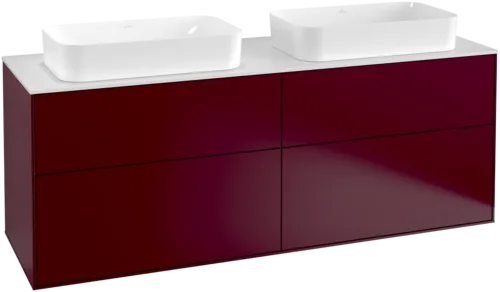 Bild von VILLEROY BOCH Finion Waschbeckenunterschrank, mit Beleuchtung, 4 Auszüge, 1600 x 603 x 501 mm, Peony Matt Lacquer / Glass White Matt #G31100HB