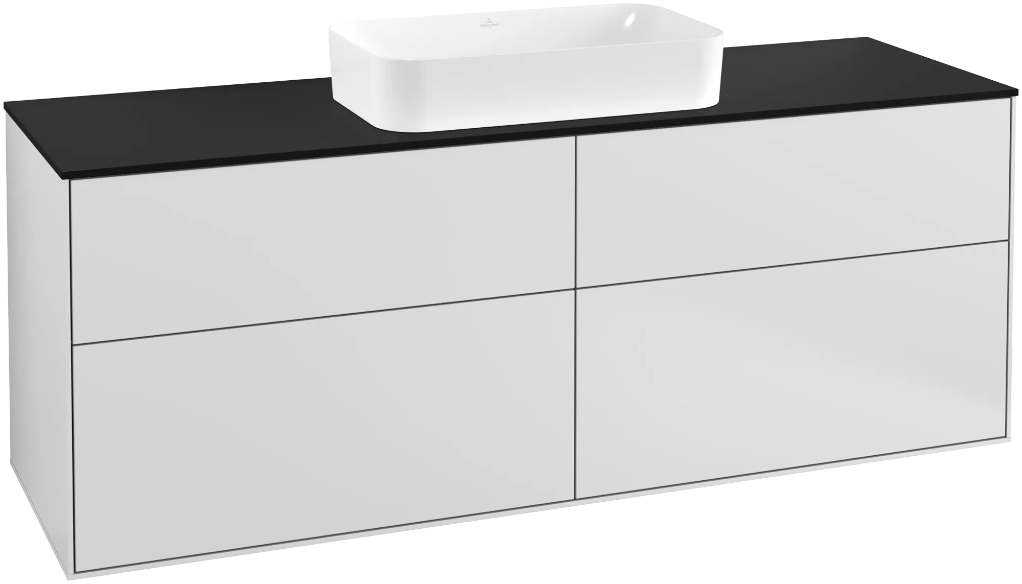 Bild von VILLEROY BOCH Finion Waschbeckenunterschrank, mit Beleuchtung, 4 Auszüge, 1600 x 603 x 501 mm, White Matt Lacquer / Glass Black Matt #G32200MT