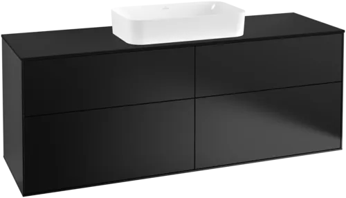 Bild von VILLEROY BOCH Finion Waschbeckenunterschrank, mit Beleuchtung, 4 Auszüge, 1600 x 603 x 501 mm, Black Matt Lacquer / Glass Black Matt #G32200PD