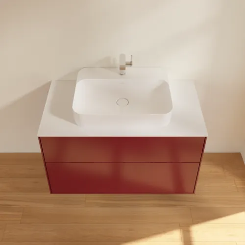Bild von VILLEROY BOCH Finion Waschbeckenunterschrank, mit Beleuchtung, 2 Auszüge, 1000 x 603 x 501 mm, Peony Matt Lacquer / Glass White Matt #G35100HB
