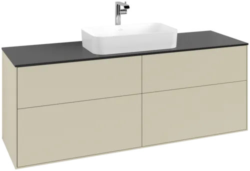 Bild von VILLEROY BOCH Finion Waschbeckenunterschrank, mit Beleuchtung, 4 Auszüge, 1600 x 603 x 501 mm, Silk Grey Matt Lacquer / Glass Black Matt #G32200HJ