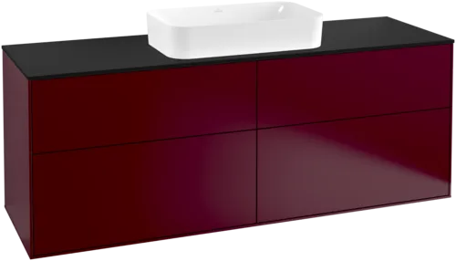 Bild von VILLEROY BOCH Finion Waschbeckenunterschrank, mit Beleuchtung, 4 Auszüge, 1600 x 603 x 501 mm, Peony Matt Lacquer / Glass Black Matt #G32200HB