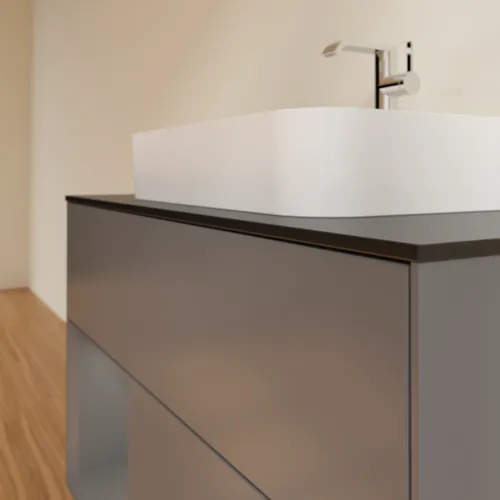 Bild von VILLEROY BOCH Finion Waschbeckenunterschrank, mit Beleuchtung, 2 Auszüge, 1000 x 603 x 501 mm, Anthracite Matt Lacquer / Anthracite Matt Lacquer / Glass Black Matt #G362GKGK