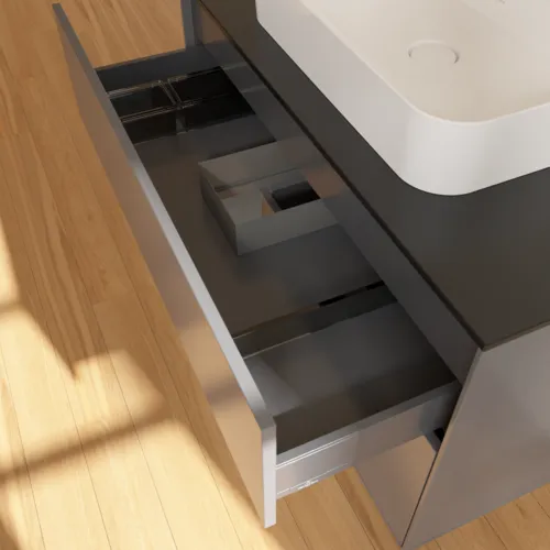 Bild von VILLEROY BOCH Finion Waschbeckenunterschrank, mit Beleuchtung, 2 Auszüge, 1000 x 603 x 501 mm, Anthracite Matt Lacquer / Anthracite Matt Lacquer / Glass Black Matt #G362GKGK
