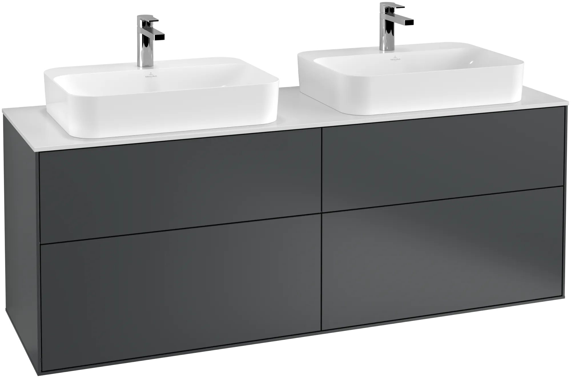 Bild von VILLEROY BOCH Finion Waschbeckenunterschrank, mit Beleuchtung, 4 Auszüge, 1600 x 603 x 501 mm, Midnight Blue Matt Lacquer / Glass White Matt #G43100HG