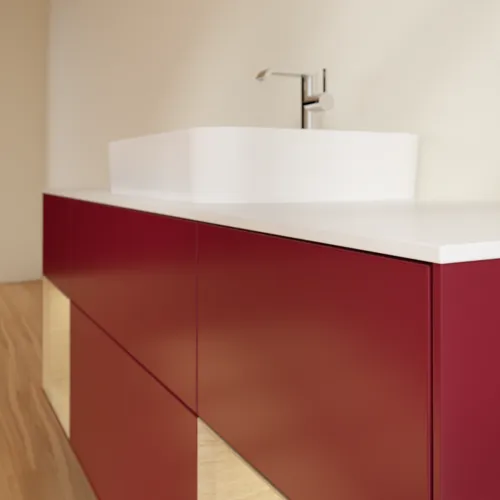 Bild von VILLEROY BOCH Finion Waschbeckenunterschrank, mit Beleuchtung, 4 Auszüge, 1600 x 603 x 501 mm, Peony Matt Lacquer / Oak Veneer / Glass White Matt #G451PCHB