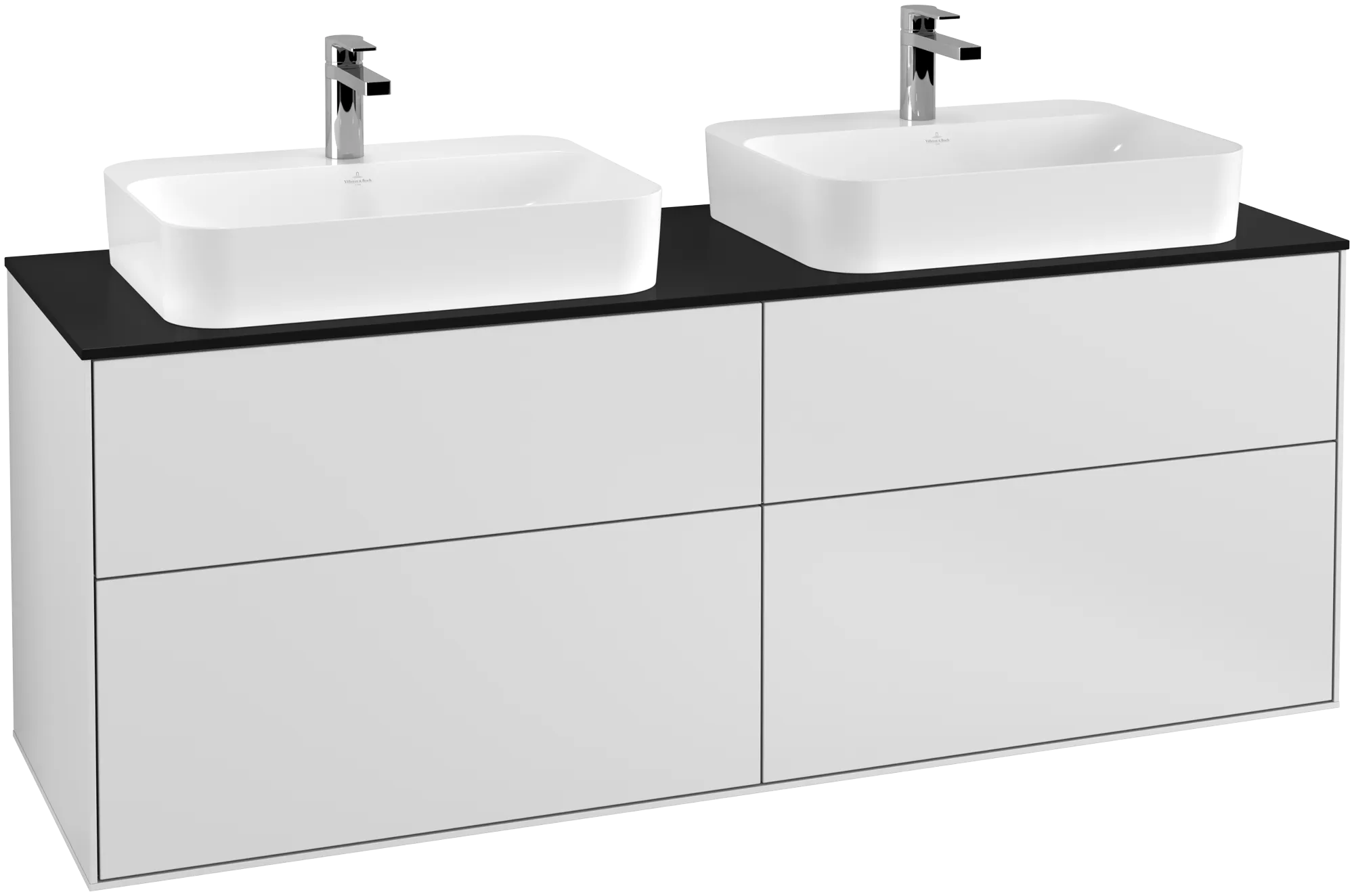 Bild von VILLEROY BOCH Finion Waschbeckenunterschrank, mit Beleuchtung, 4 Auszüge, 1600 x 603 x 501 mm, White Matt Lacquer / Glass Black Matt #G43200MT
