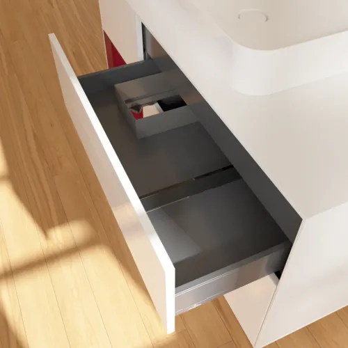 Obrázek VILLEROY BOCH Finion Vanity unit, with lighting, 3 pull-out compartments, 1200 x 603 x 501 mm, Glossy White Lacquer / Peony Matt Lacquer / Glass White Matt #G411HBGF