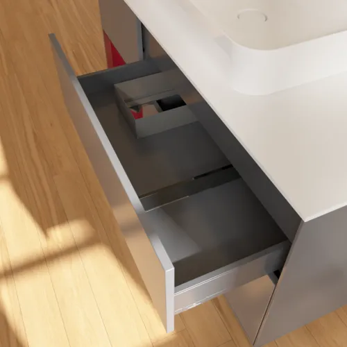 Bild von VILLEROY BOCH Finion Waschbeckenunterschrank, mit Beleuchtung, 3 Auszüge, 1200 x 603 x 501 mm, Anthracite Matt Lacquer / Peony Matt Lacquer / Glass White Matt #G411HBGK