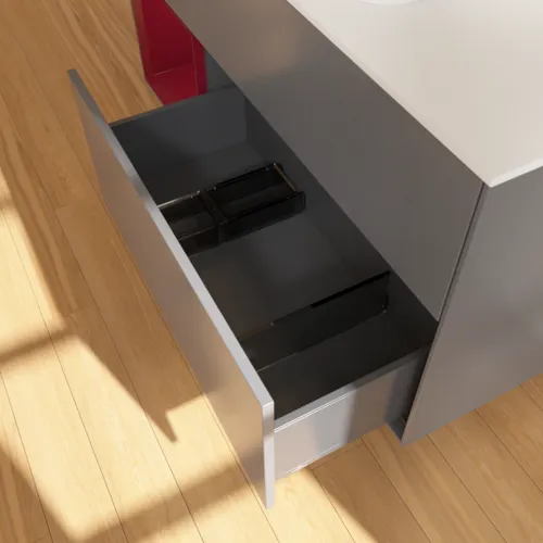 Bild von VILLEROY BOCH Finion Waschbeckenunterschrank, mit Beleuchtung, 3 Auszüge, 1200 x 603 x 501 mm, Anthracite Matt Lacquer / Peony Matt Lacquer / Glass White Matt #G411HBGK