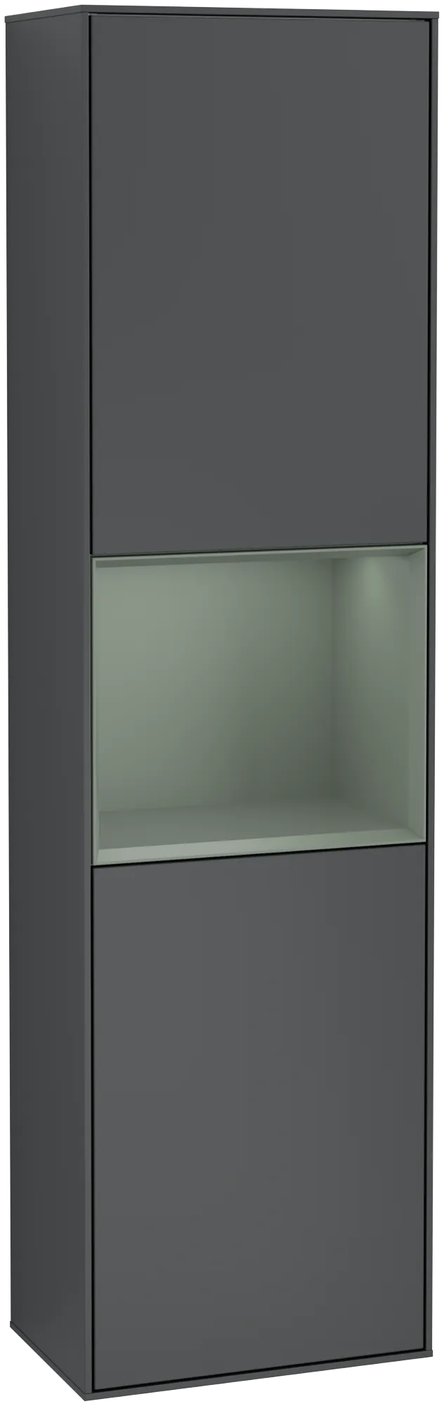 Bild von VILLEROY BOCH Finion Hochschrank, mit Beleuchtung, 2 Türen, 418 x 1516 x 270 mm, Midnight Blue Matt Lacquer / Olive Matt Lacquer #G460GMHG