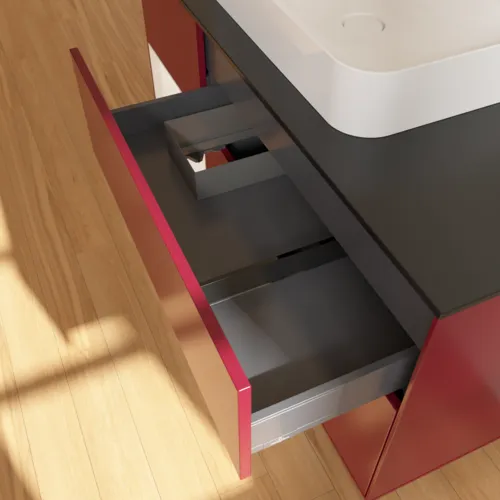 Picture of VILLEROY BOCH Finion Vanity unit, with lighting, 3 pull-out compartments, 1200 x 603 x 501 mm, Peony Matt Lacquer / White Matt Lacquer / Glass Black Matt #G412MTHB