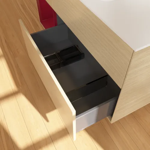 Bild von VILLEROY BOCH Finion Waschbeckenunterschrank, mit Beleuchtung, 3 Auszüge, 1200 x 603 x 501 mm, Oak Veneer / Peony Matt Lacquer / Glass White Matt #G411HBPC