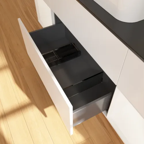 Bild von VILLEROY BOCH Finion Waschbeckenunterschrank, mit Beleuchtung, 4 Auszüge, 1600 x 603 x 501 mm, White Matt Lacquer / White Matt Lacquer / Glass Black Matt #G452MTMT