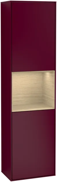 Bild von VILLEROY BOCH Finion Hochschrank, mit Beleuchtung, 2 Türen, 418 x 1516 x 270 mm, Peony Matt Lacquer / Oak Veneer #G460PCHB