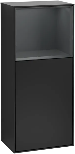 Bild von VILLEROY BOCH Finion Seitenschrank, mit Beleuchtung, 1 Tür, 418 x 936 x 270 mm, Black Matt Lacquer / Midnight Blue Matt Lacquer #G510HGPD