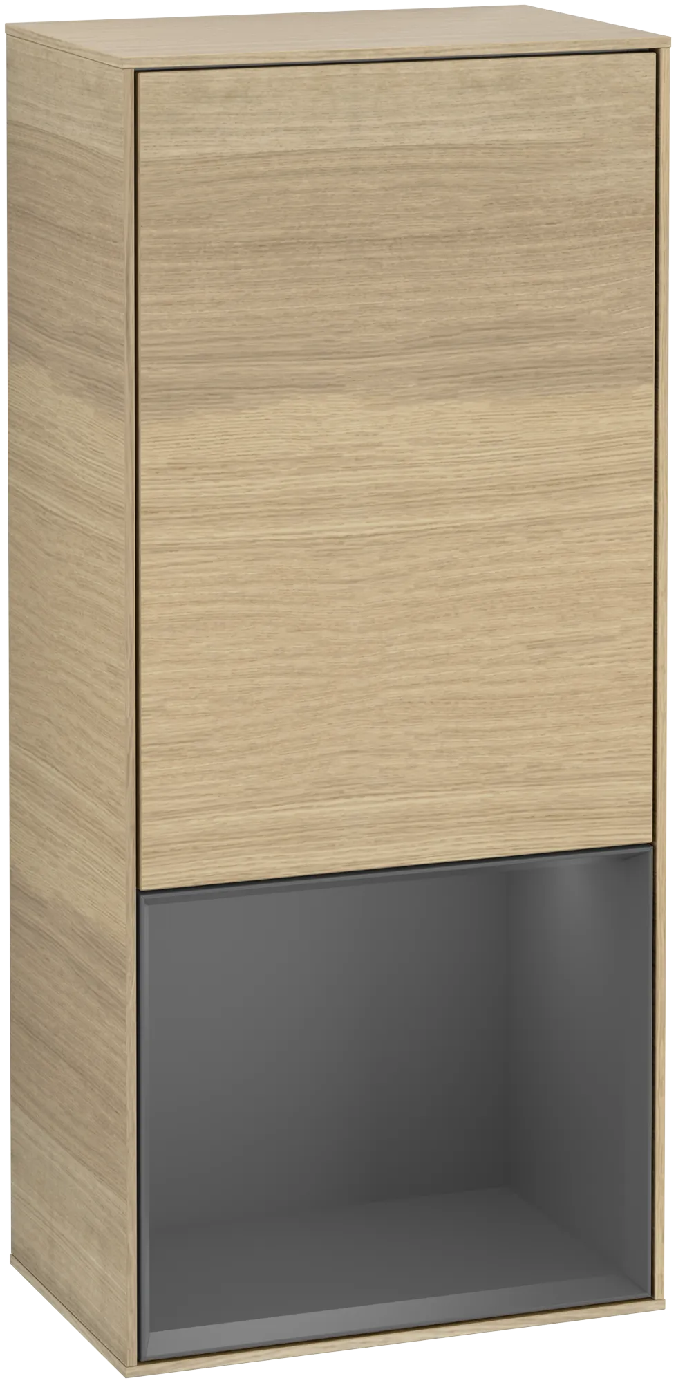 Bild von VILLEROY BOCH Finion Seitenschrank, mit Beleuchtung, 1 Tür, 418 x 936 x 270 mm, Oak Veneer / Anthracite Matt Lacquer #G550GKPC