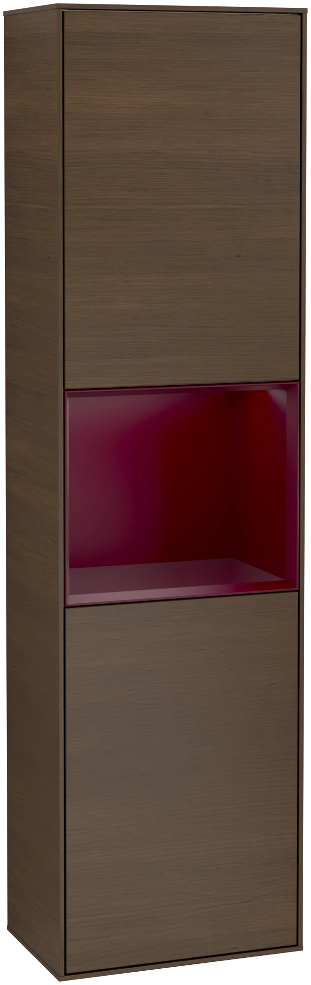 Bild von VILLEROY BOCH Finion Hochschrank, mit Beleuchtung, 2 Türen, 418 x 1516 x 270 mm, Walnut Veneer / Peony Matt Lacquer #G470HBGN