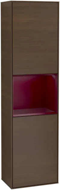 Bild von VILLEROY BOCH Finion Hochschrank, mit Beleuchtung, 2 Türen, 418 x 1516 x 270 mm, Walnut Veneer / Peony Matt Lacquer #G460HBGN