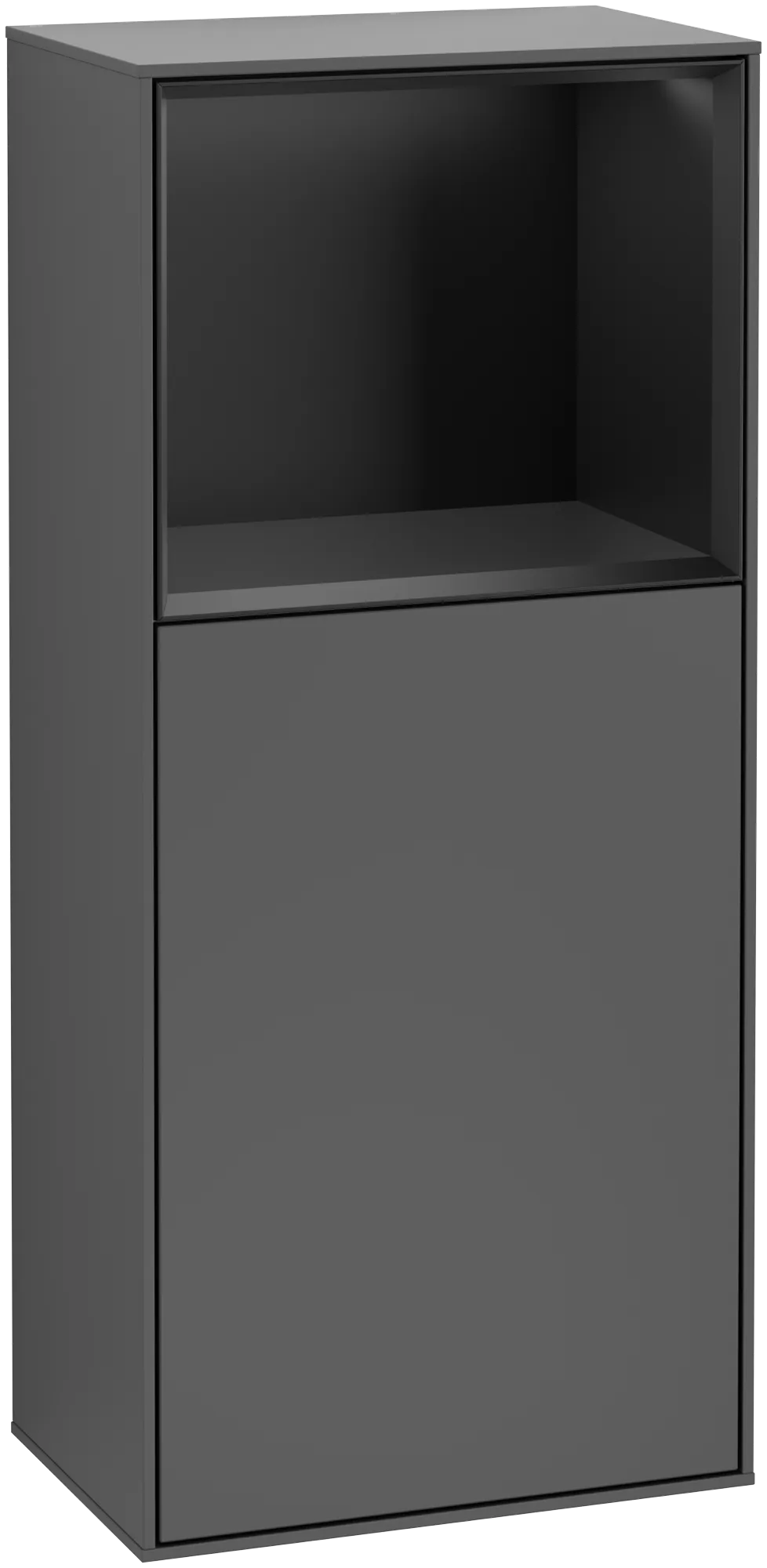 Bild von VILLEROY BOCH Finion Seitenschrank, mit Beleuchtung, 1 Tür, 418 x 936 x 270 mm, Anthracite Matt Lacquer / Black Matt Lacquer #G510PDGK