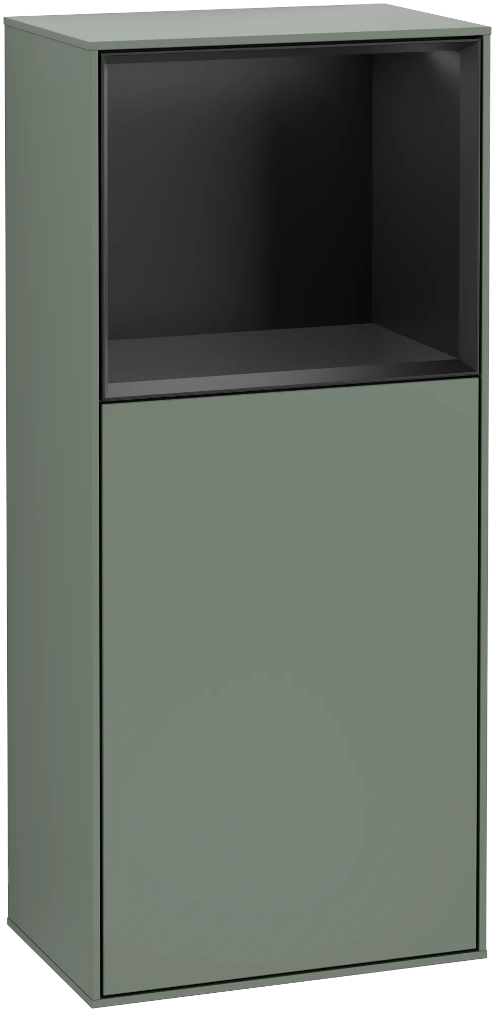 Bild von VILLEROY BOCH Finion Seitenschrank, mit Beleuchtung, 1 Tür, 418 x 936 x 270 mm, Olive Matt Lacquer / Black Matt Lacquer #G510PDGM