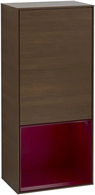 Obrázek VILLEROY BOCH Finion Side cabinet, with lighting, 1 door, 418 x 936 x 270 mm, Walnut Veneer / Peony Matt Lacquer #G540HBGN