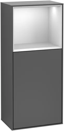 Bild von VILLEROY BOCH Finion Seitenschrank, mit Beleuchtung, 1 Tür, 418 x 936 x 270 mm, Anthracite Matt Lacquer / White Matt Lacquer #G510MTGK