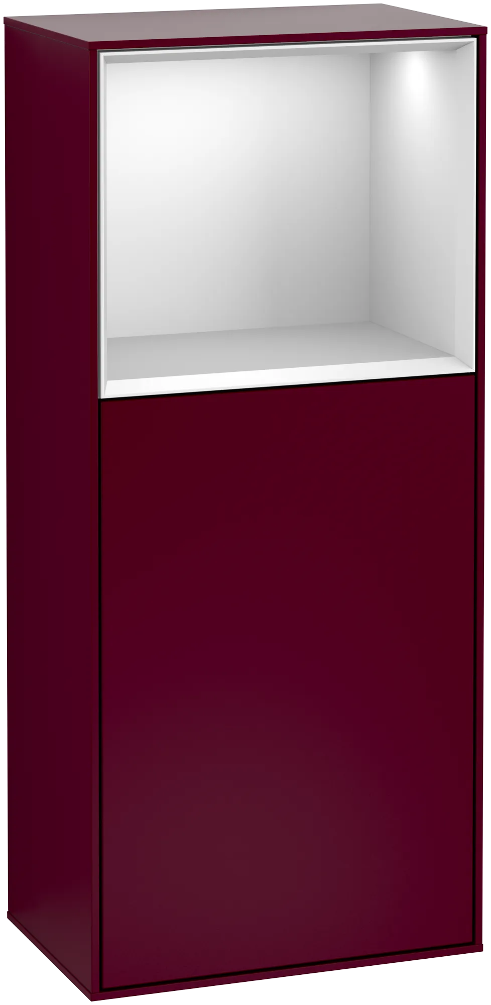 Bild von VILLEROY BOCH Finion Seitenschrank, mit Beleuchtung, 1 Tür, 418 x 936 x 270 mm, Peony Matt Lacquer / White Matt Lacquer #G510MTHB