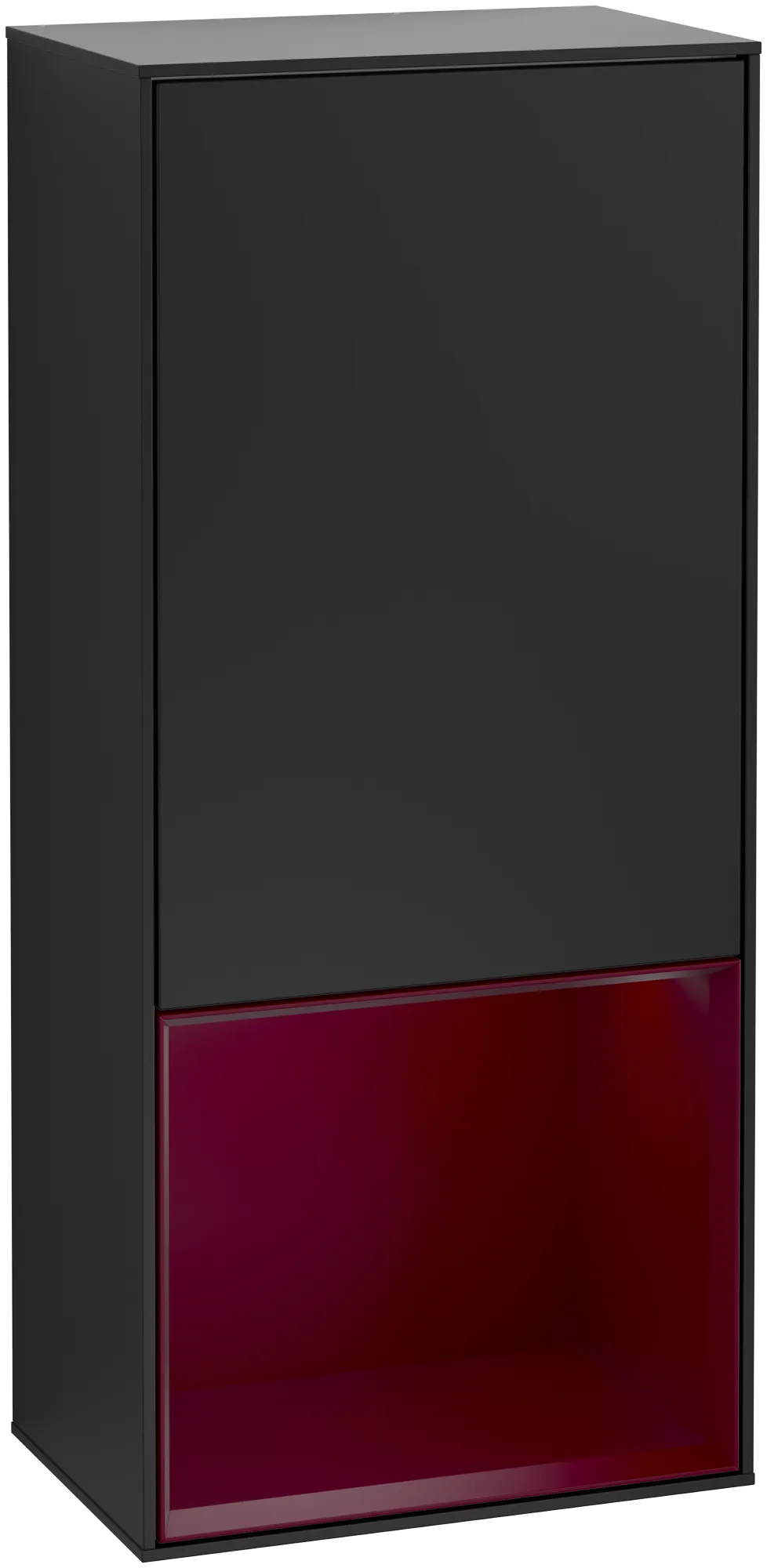 Bild von VILLEROY BOCH Finion Seitenschrank, mit Beleuchtung, 1 Tür, 418 x 936 x 270 mm, Black Matt Lacquer / Peony Matt Lacquer #G540HBPD