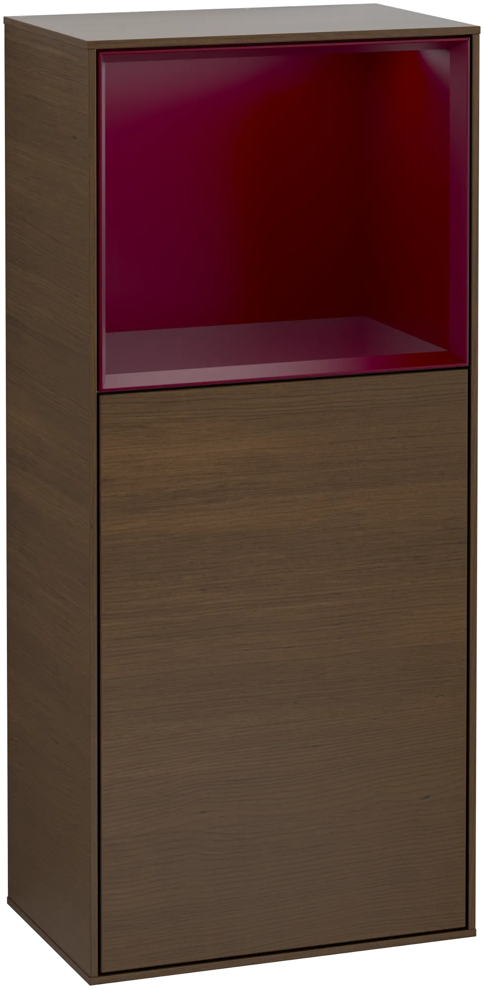 Obrázek VILLEROY BOCH Finion Side cabinet, with lighting, 1 door, 418 x 936 x 270 mm, Walnut Veneer / Peony Matt Lacquer #G510HBGN