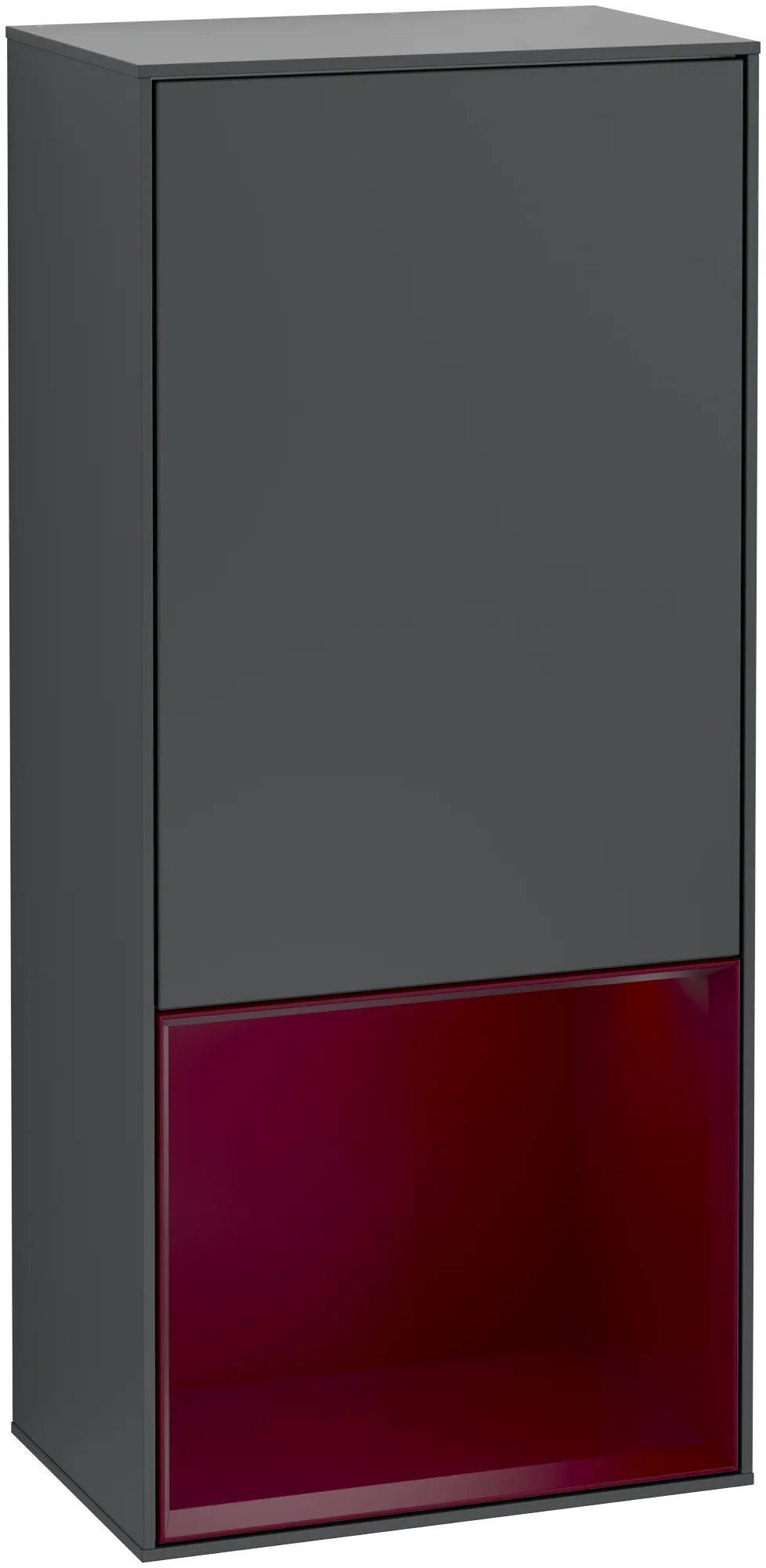 Bild von VILLEROY BOCH Finion Seitenschrank, mit Beleuchtung, 1 Tür, 418 x 936 x 270 mm, Midnight Blue Matt Lacquer / Peony Matt Lacquer #G550HBHG