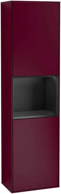 Bild von VILLEROY BOCH Finion Hochschrank, mit Beleuchtung, 2 Türen, 418 x 1516 x 270 mm, Peony Matt Lacquer / Black Matt Lacquer #G470PDHB