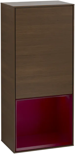 Bild von VILLEROY BOCH Finion Seitenschrank, mit Beleuchtung, 1 Tür, 418 x 936 x 270 mm, Walnut Veneer / Peony Matt Lacquer #G550HBGN