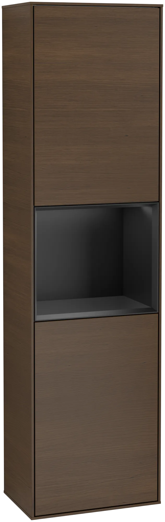 Bild von VILLEROY BOCH Finion Hochschrank, mit Beleuchtung, 2 Türen, 418 x 1516 x 270 mm, Walnut Veneer / Black Matt Lacquer #G470PDGN